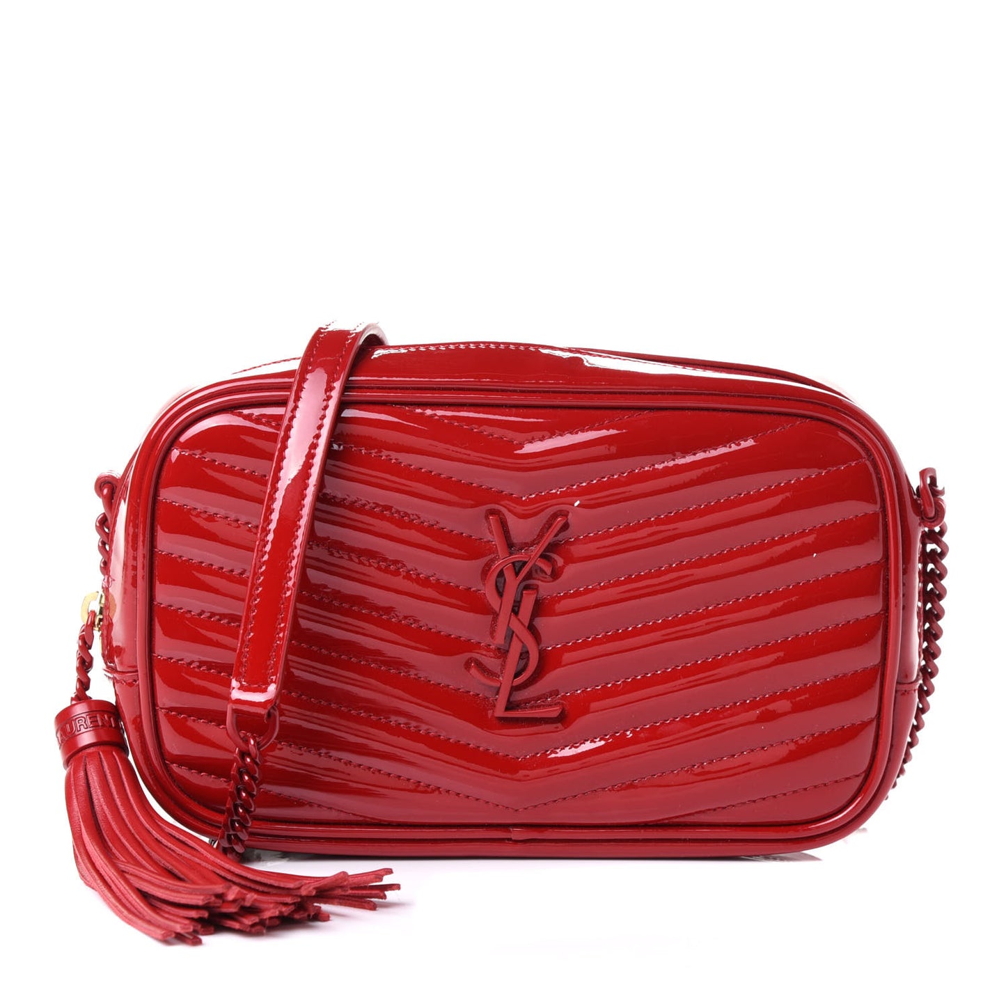 Patent Calfskin Matelasse Monogram Mini Lou Camera Bag Eros Red