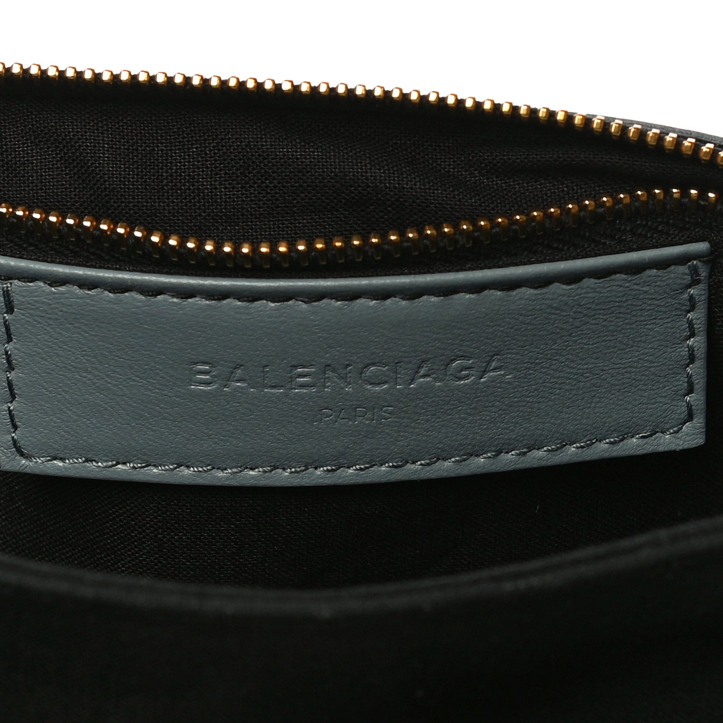 Chevre Gold Metallic Edge Hardware Envelope Clutch Bleu Acier