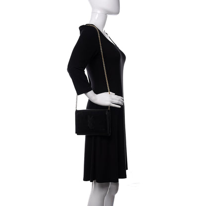 Saint Laurent Textured Patent Belle de Jour Chain Clutch Black 2 of 12