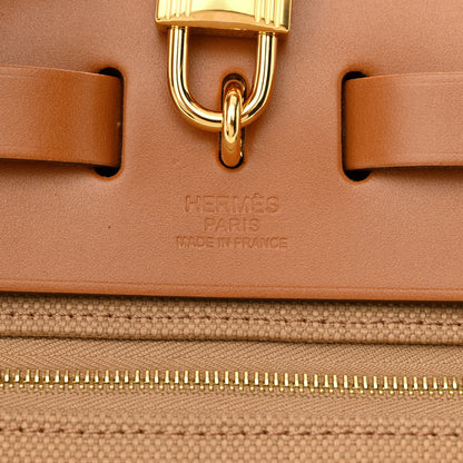 Hermes Military Toile Vache Hunter Herbag Zip Retourne 31 PM Chai Fauve 8 of 12