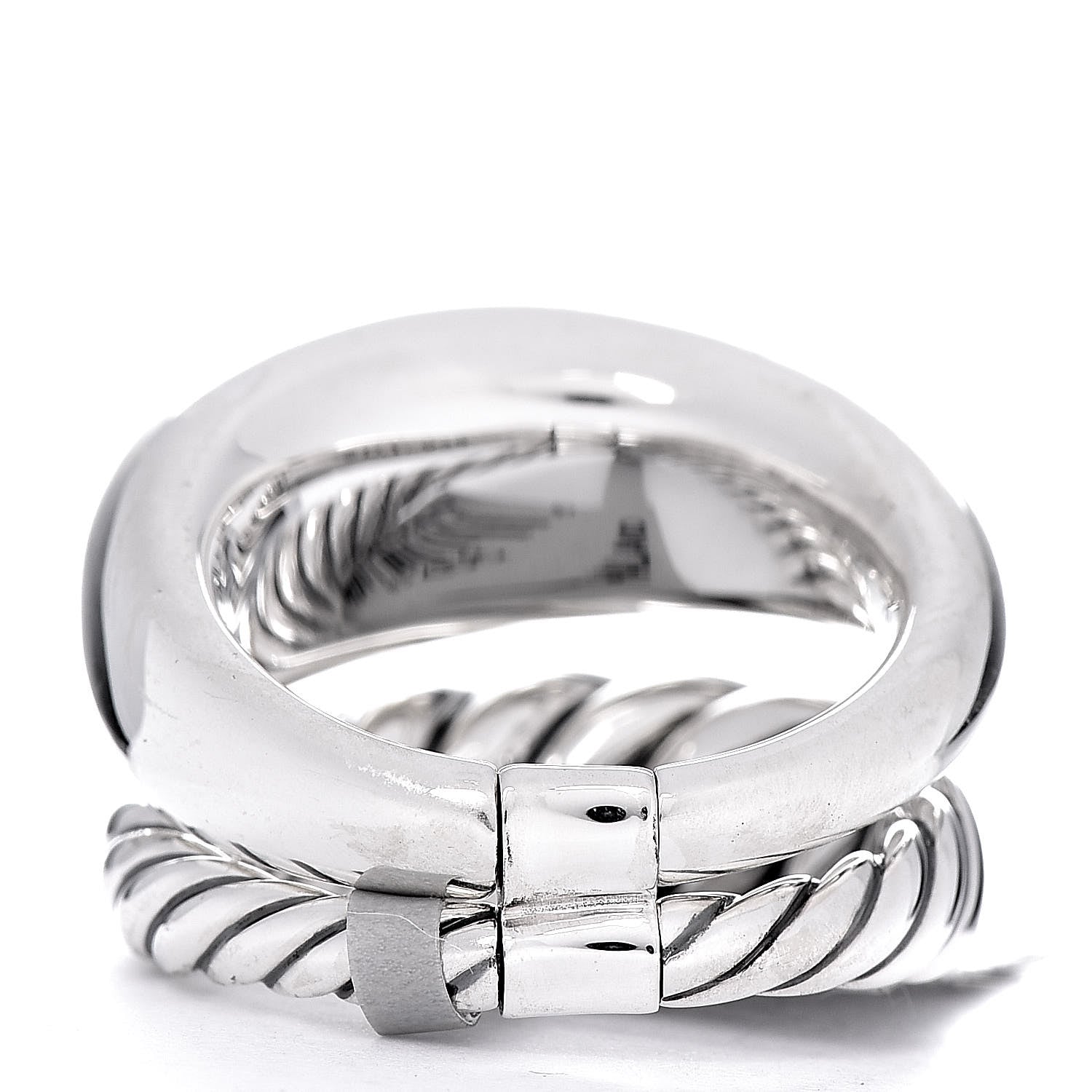 David Yurman Sterling Silver 17mm Pure Form Two Row Ring 7 54 3 of 5