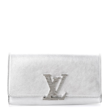 Louis Vuitton Metallic Calfskin Louise EW Lock Clutch Silver 1 of 9