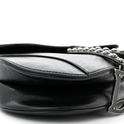 Christian Dior Crinkled Patent Lambskin Studded Saddle Bag With Strap Black 9 of 10