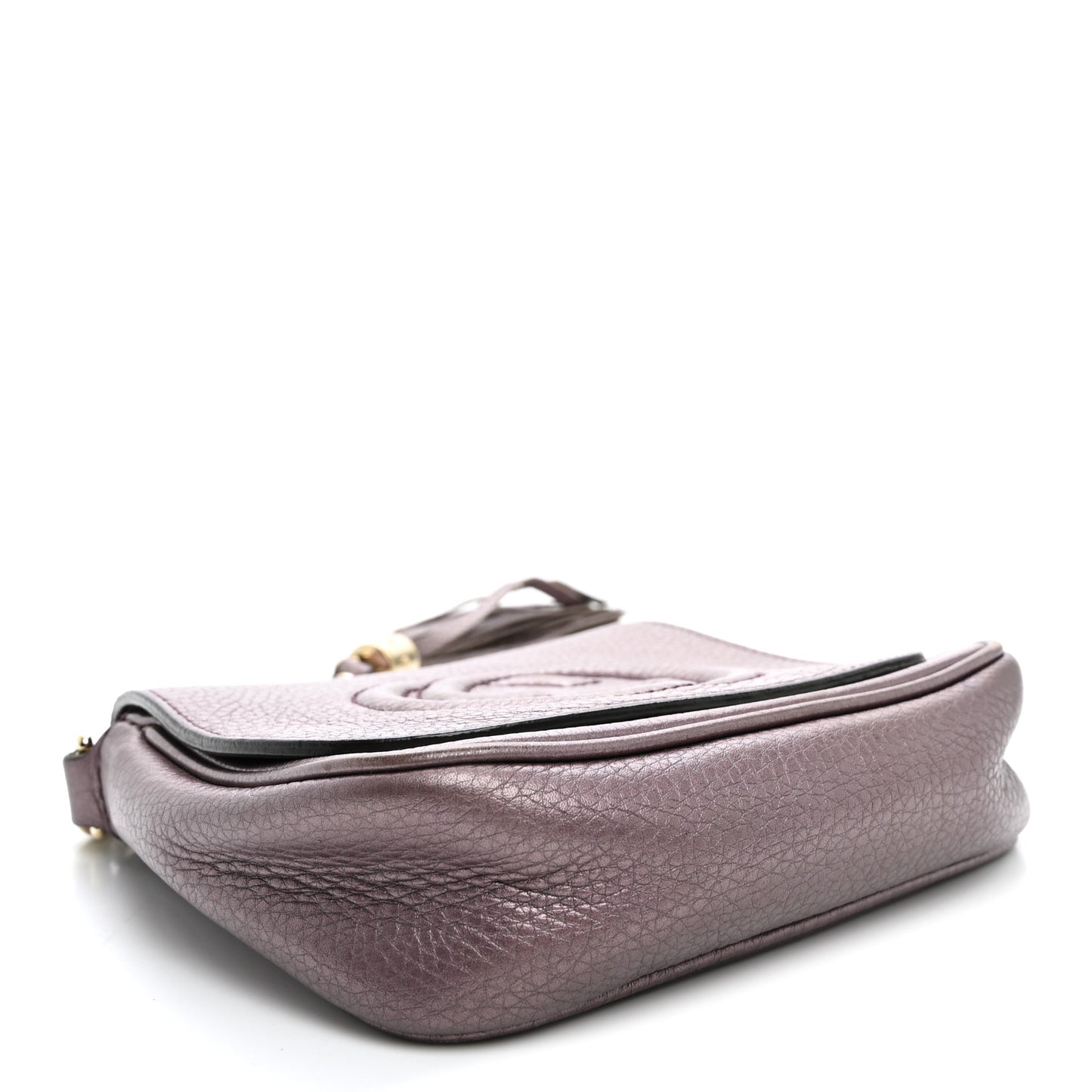 Metallic Pebbled Calfskin Small Soho Flap Crossbody Purple