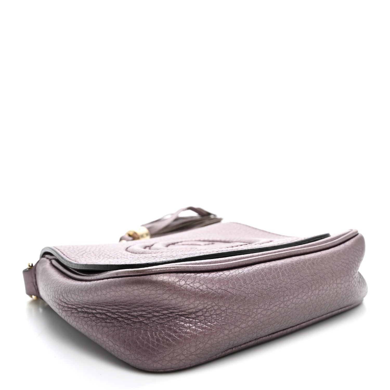 Gucci Metallic Pebbled Calfskin Small Soho Flap Crossbody Purple 4 of 13