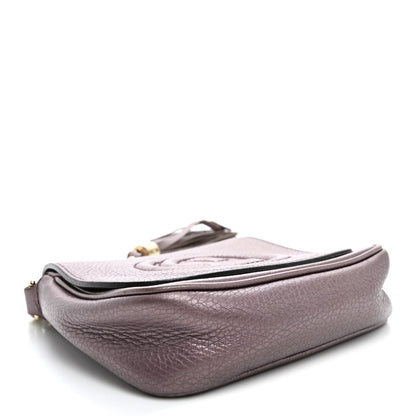 Gucci Metallic Pebbled Calfskin Small Soho Flap Crossbody Purple 4 of 13