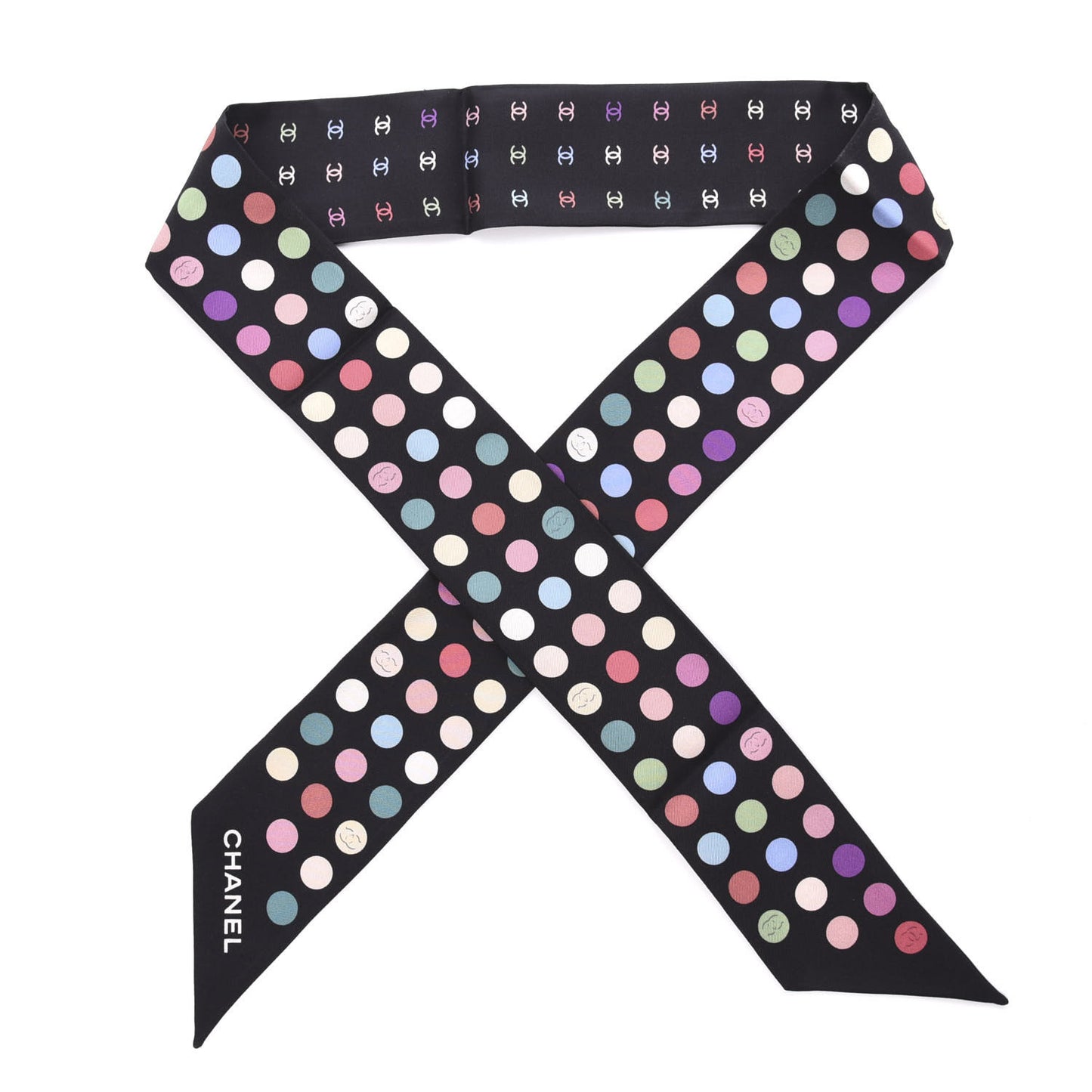 Silk Polka Dot CC Slim Bandeau Black Multicolor