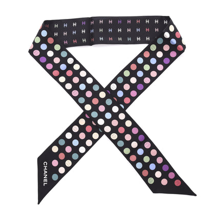 Chanel Silk Polka Dot CC Slim Bandeau Black Multicolor 1 of 3