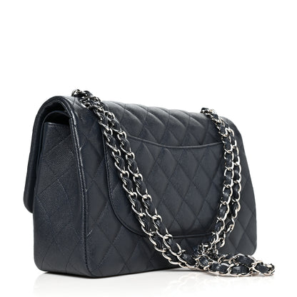 Chanel Caviar Quilted Jumbo Double Flap Navy 2 of 10