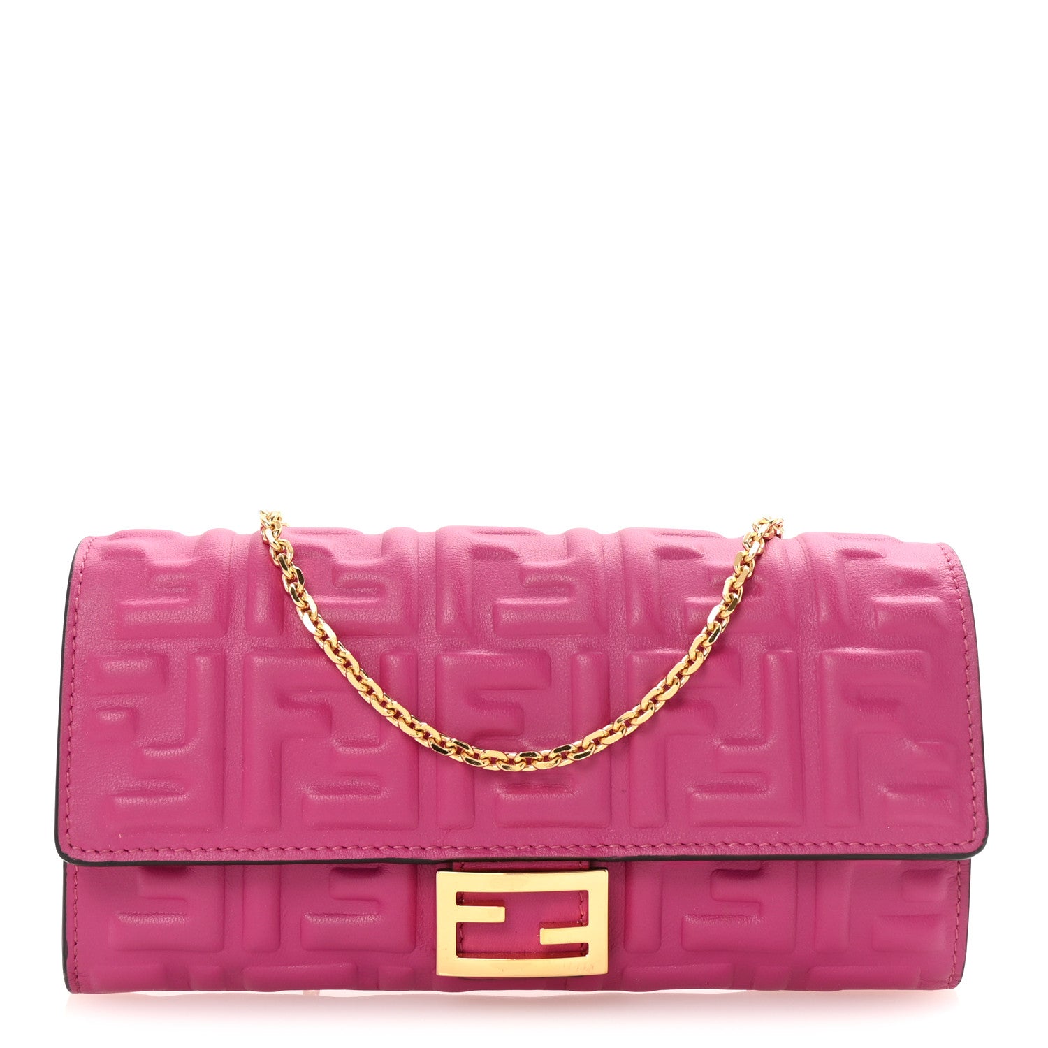 Fendi Nappa Matisse FF Embossed Continental Wallet On Chain Ciclamino Pilar 1 of 10