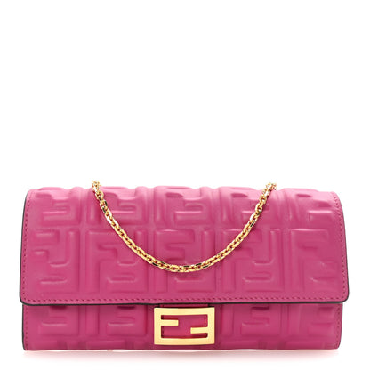 Fendi Nappa Matisse FF Embossed Continental Wallet On Chain Ciclamino Pilar 1 of 10