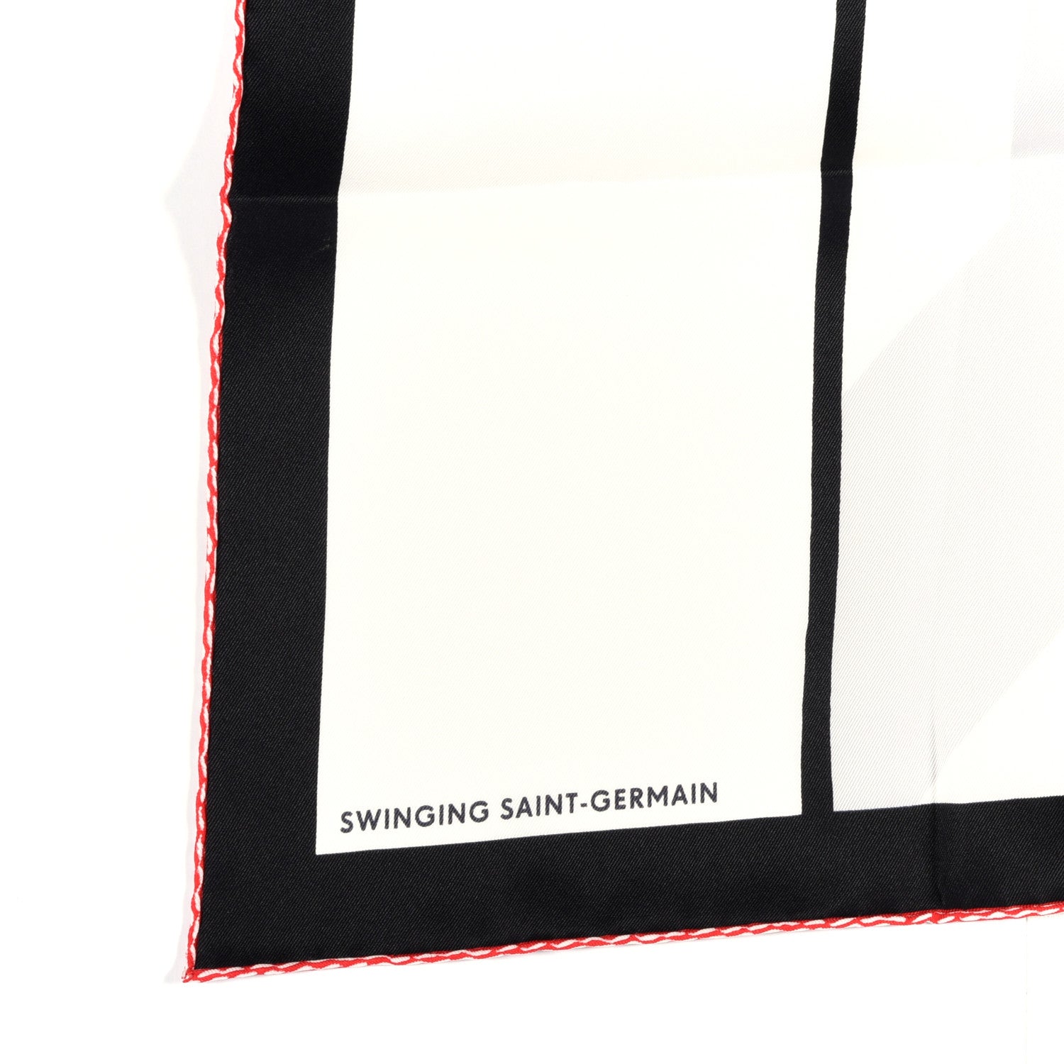 Hermes Silk Swinging Saint Germain Scarf 70 White Black Rouge 4 of 5