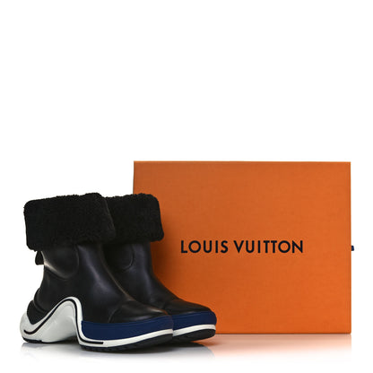 Louis Vuitton Calfskin Shearling LV Archlight Sneaker Half Boots 37 Black Blue 8 of 8