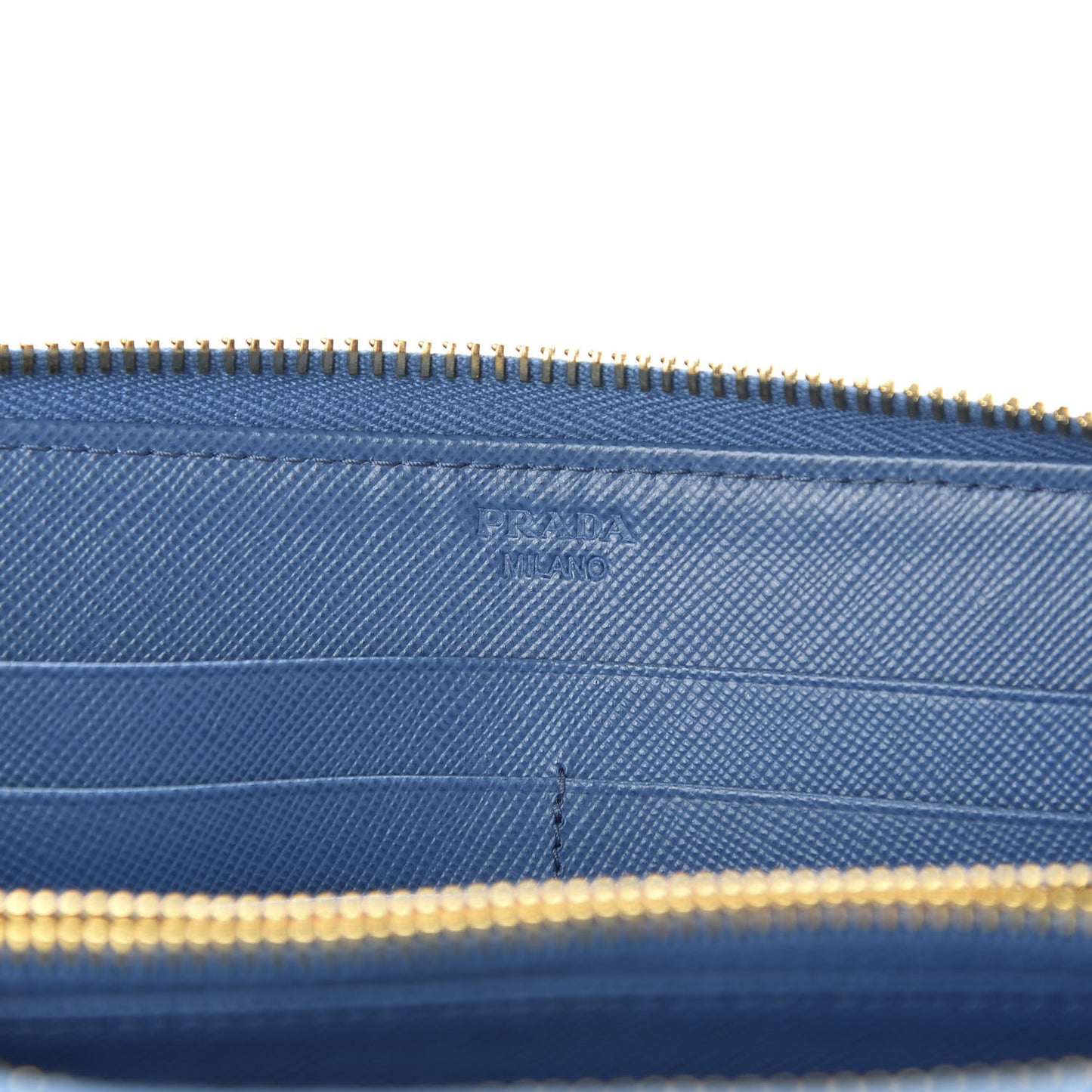 Saffiano Metal Zip Around Wallet Cobalto