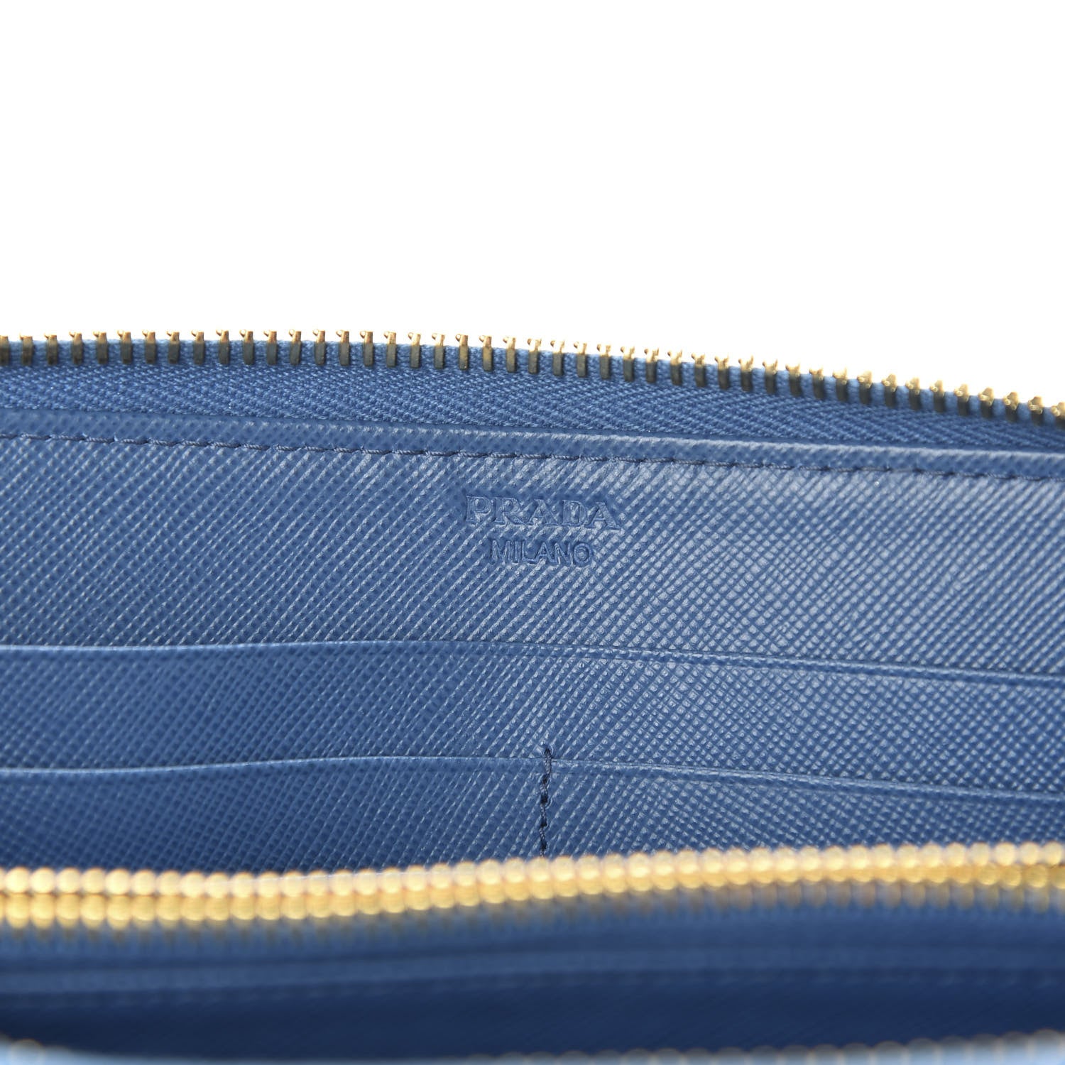 Prada Saffiano Metal Zip Around Wallet Cobalto 6 of 9