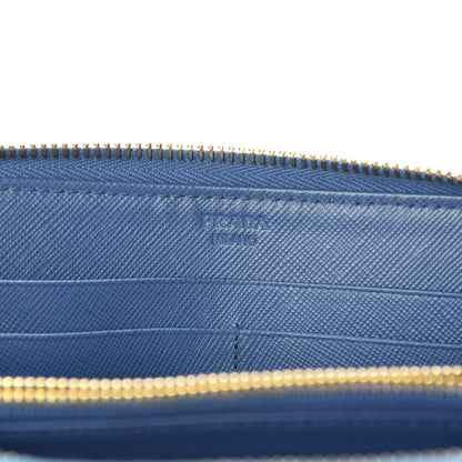 Prada Saffiano Metal Zip Around Wallet Cobalto 6 of 9
