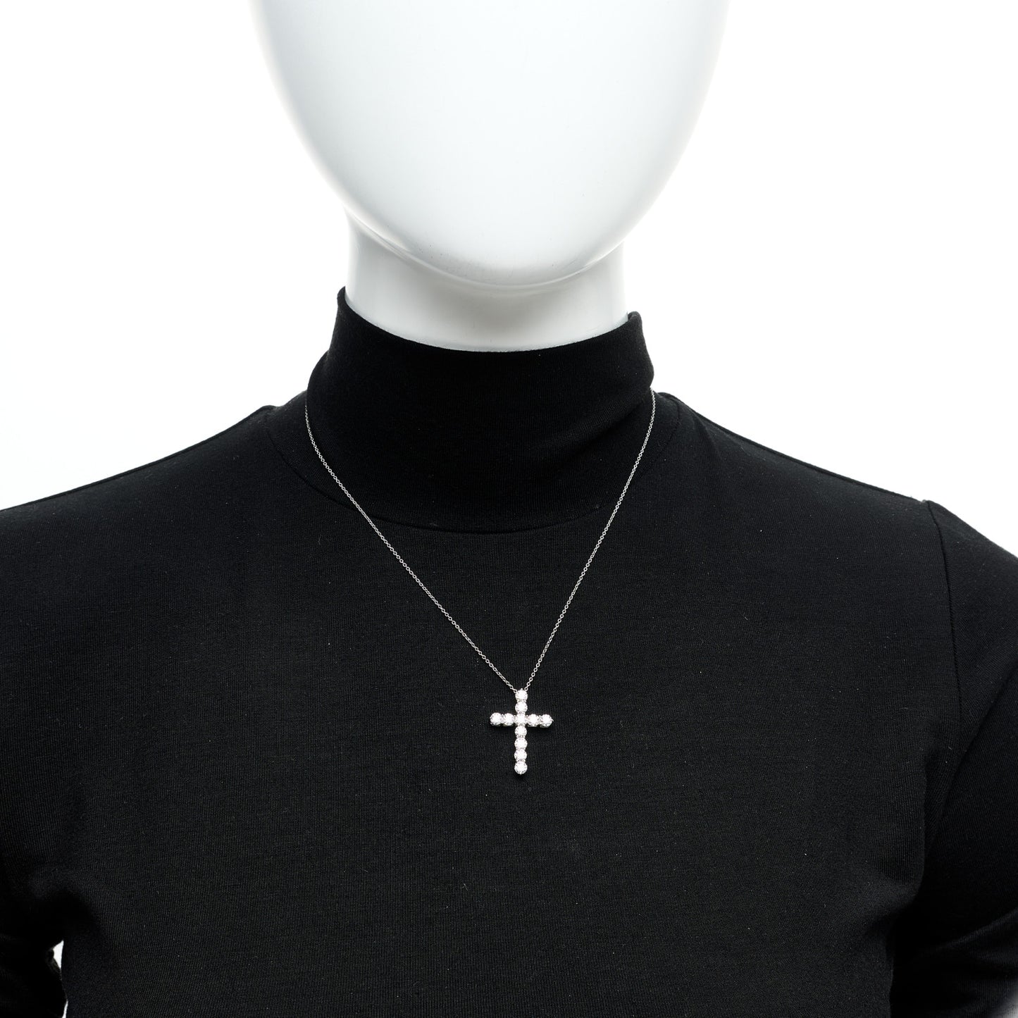Platinum Diamond Large Cross Pendant Necklace