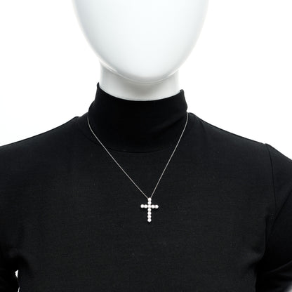 Tiffany Platinum Diamond Large Cross Pendant Necklace 2 of 6