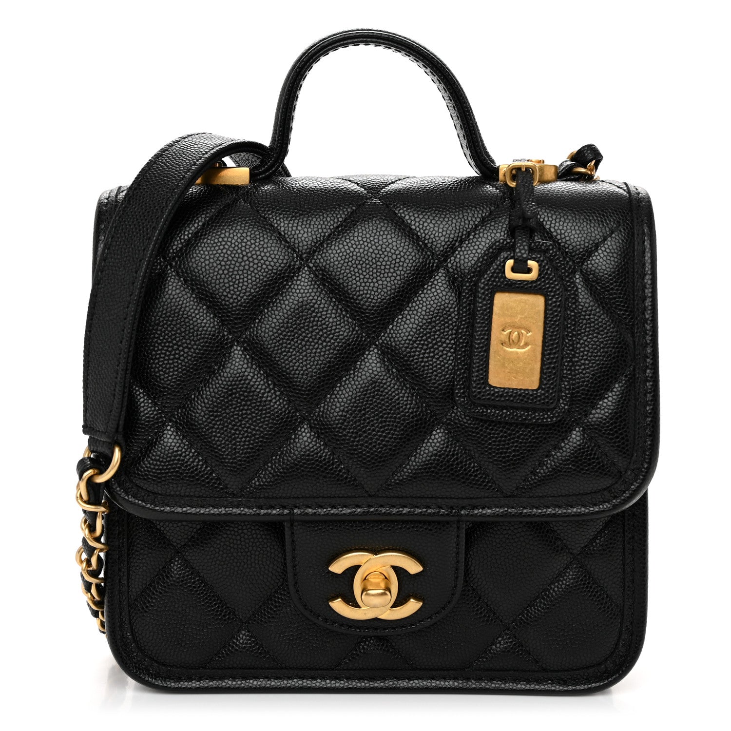 Chanel Caviar School Memory Mini Top Handle Flap Black 1 of 9