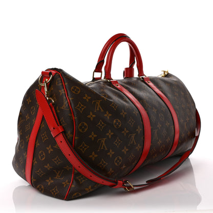 Louis Vuitton Calfskin Monogram Keepall Bandouliere 50 Coquelicot 3 of 10