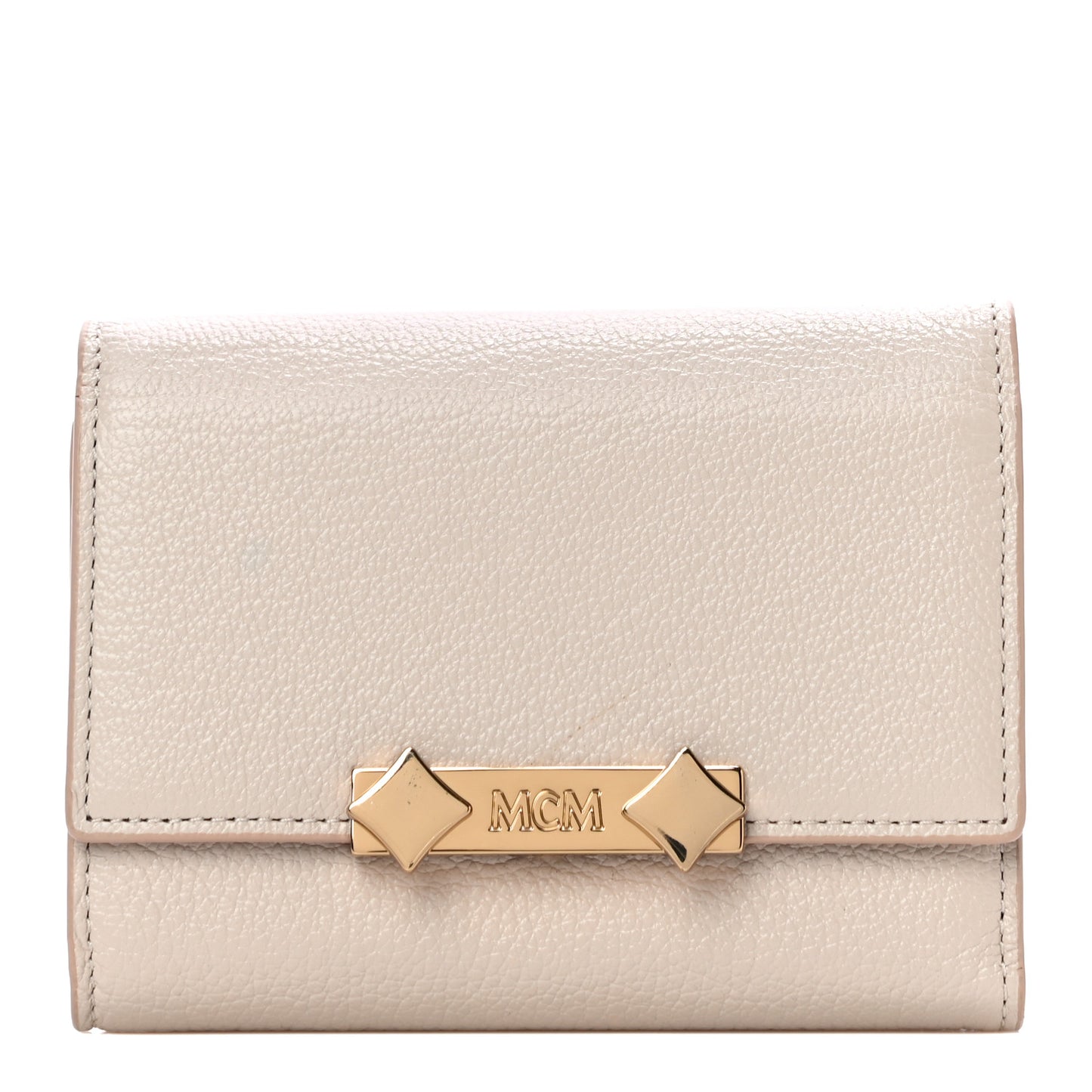 Goatskin Milano Tri-Fold Wallet Beige