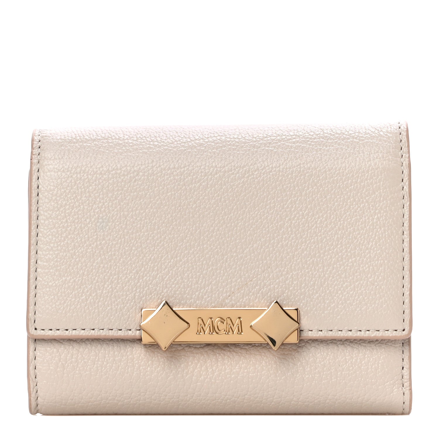 MCM Goatskin Milano Tri-Fold Wallet Beige 1 of 11