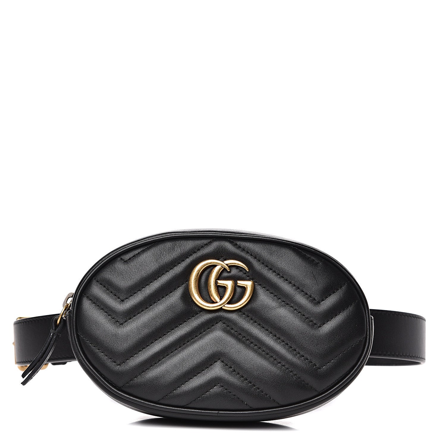 Gucci Calfskin Matelasse GG Marmont Belt Bag 85 34 Black 1 of 11