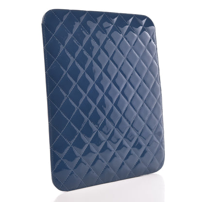 Chanel Patent Quilted Brilliant iPad Case Blue 3 of 9