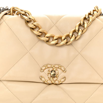 Chanel Lambskin Quilted Large Chanel 19 Flap Beige 8 of 11