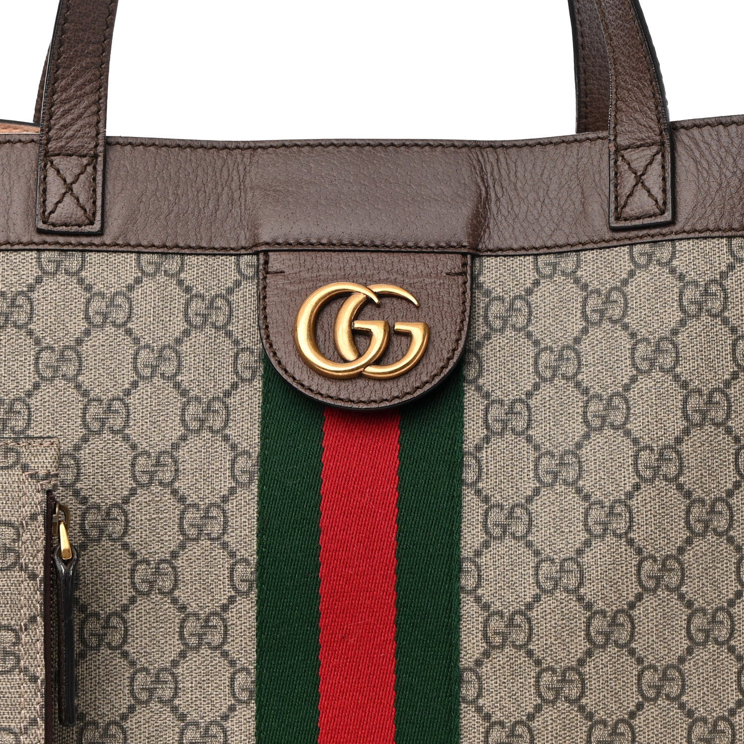 Gucci GG Supreme Monogram Web Ophidia Tote Brown 9 of 13