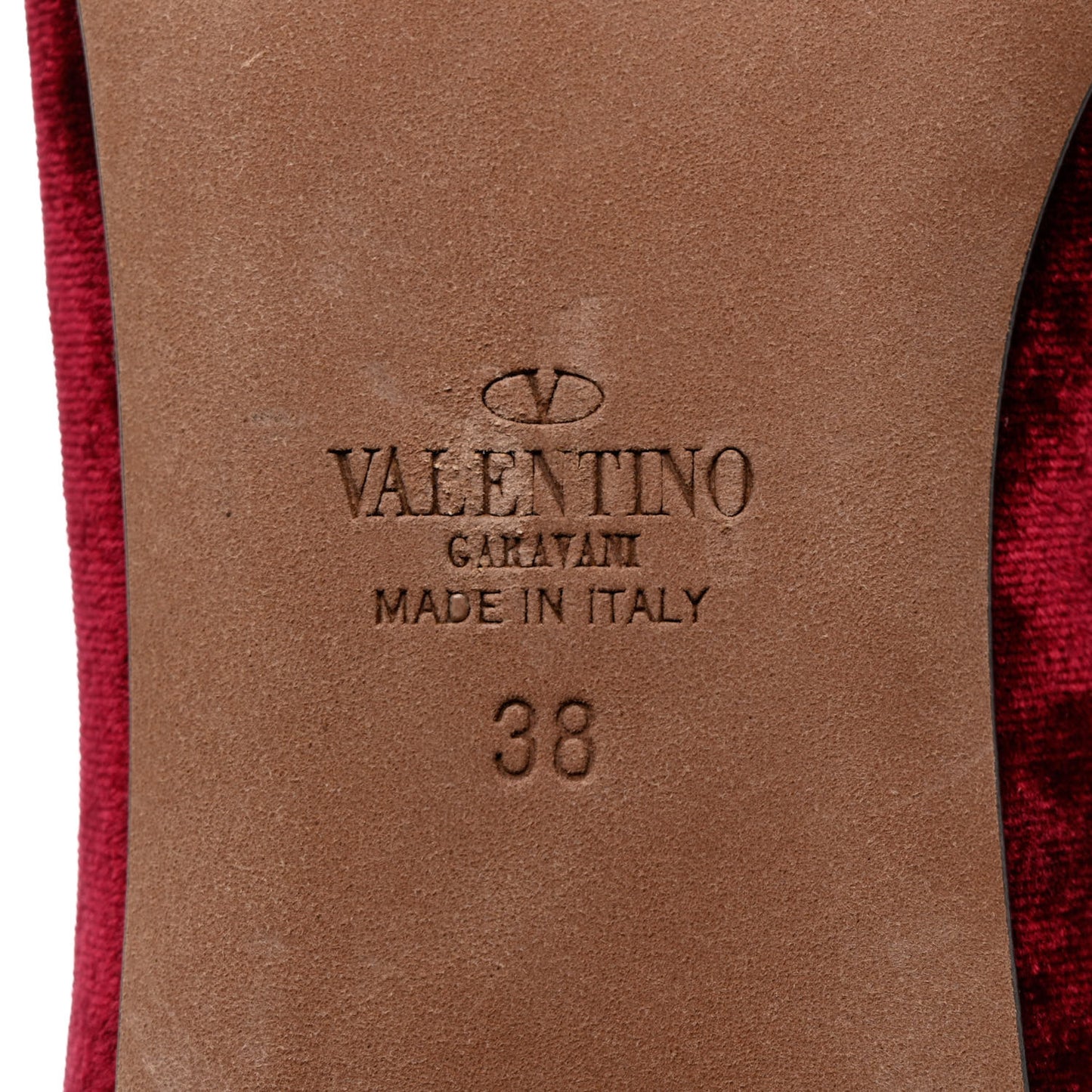 Calfskin Snakeskin Embossed Velvet Crossover Ballerina Flats 38 Red