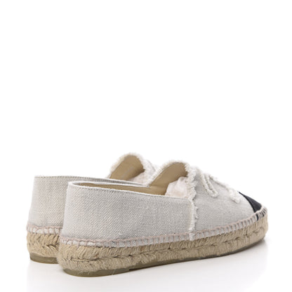 Chanel Linen CC Espadrilles 38 Beige Black 4 of 10