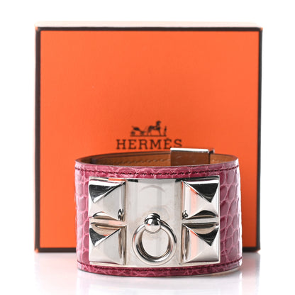 Hermes Shiny Alligator Collier De Chien CDC Bracelet S Fuchsia 6 of 6