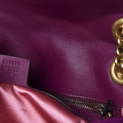 Gucci Velvet Matelasse Loved Embroidered Medium GG Marmont Shoulder Bag Fuchsia Violet Cyclamen 9 of 10