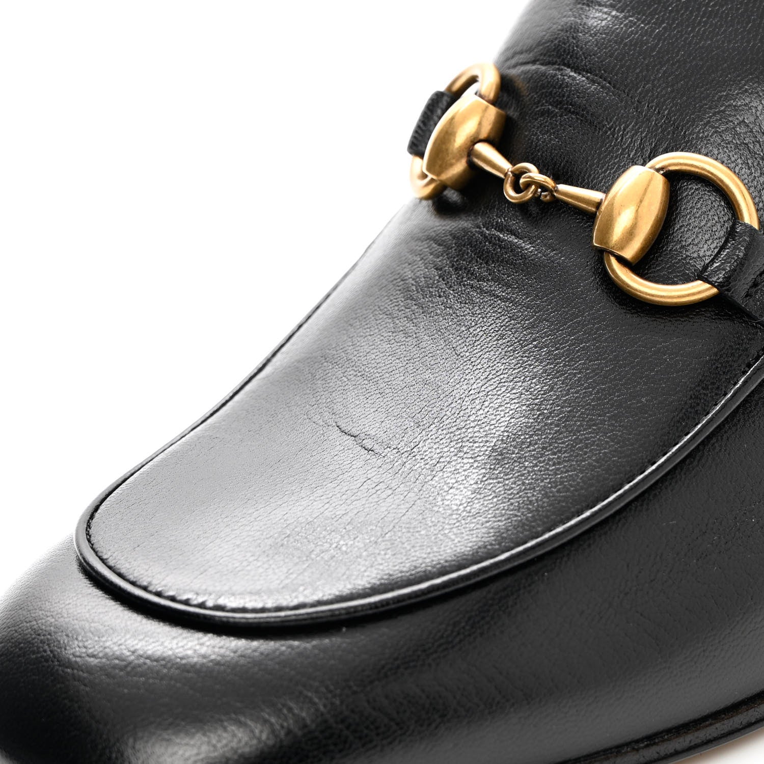 Gucci Goatskin Womens Horsebit Mid-Heel Loafers 38.5 Black 11 of 15