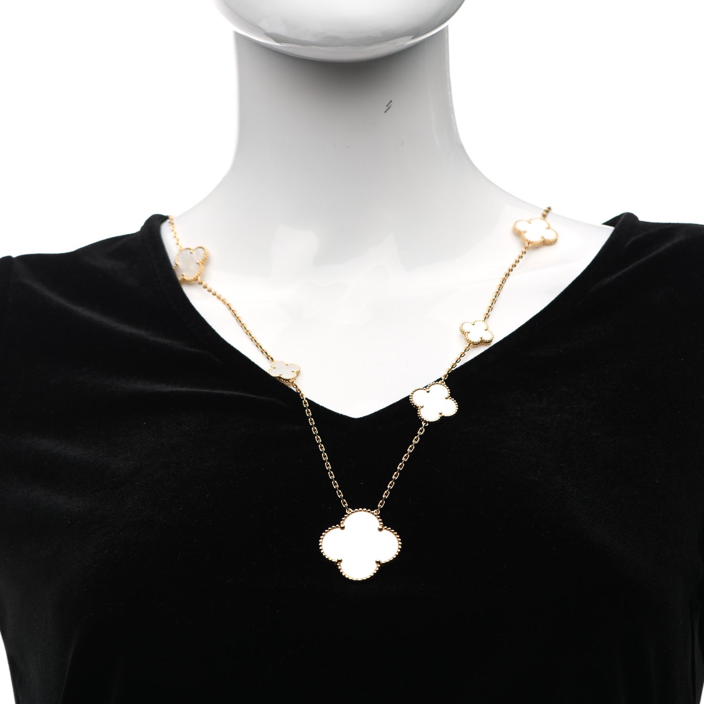 18K Yellow Gold Mother of Pearl 11 Motifs Magic Alhambra Necklace