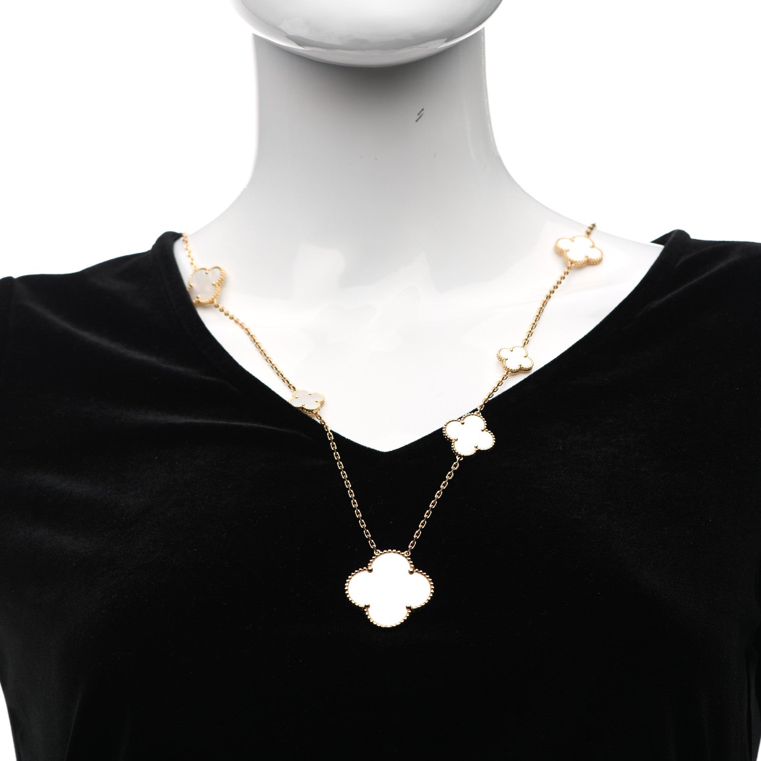 Van Cleef & Arpels 18K Yellow Gold Mother of Pearl 11 Motifs Magic Alhambra Necklace 2 of 5