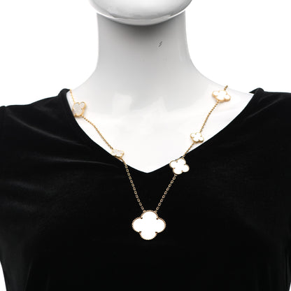 Van Cleef & Arpels 18K Yellow Gold Mother of Pearl 11 Motifs Magic Alhambra Necklace 2 of 5