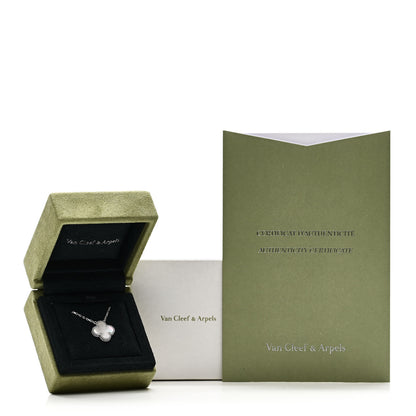 Van Cleef & Arpels 18K White Gold Mother of Pearl Vintage Alhambra Pendant Necklace 6 of 6