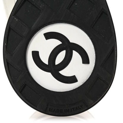 Chanel Nylon Suede Kidskin Calfskin Logo Sneakers 37 White Black 7 of 10