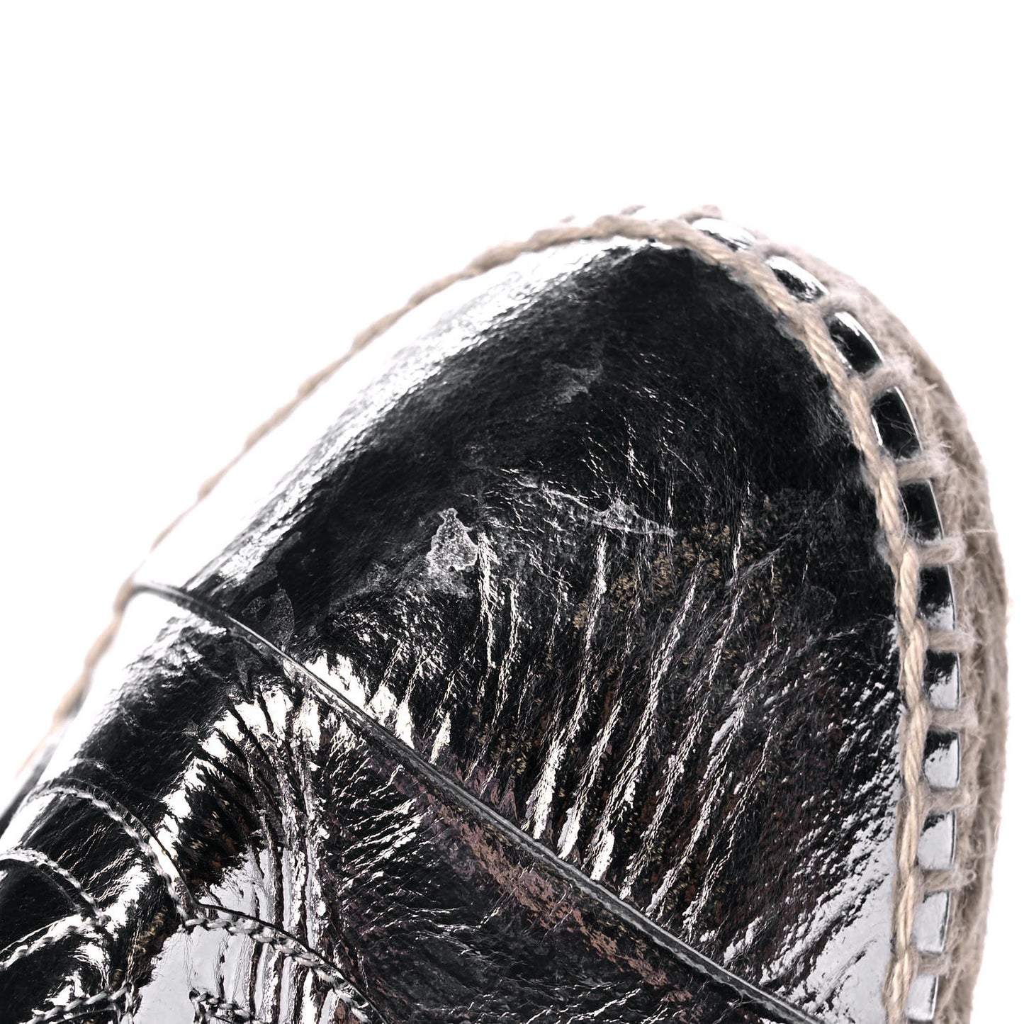 Laminated Goatskin CC Espadrilles 42 Silver