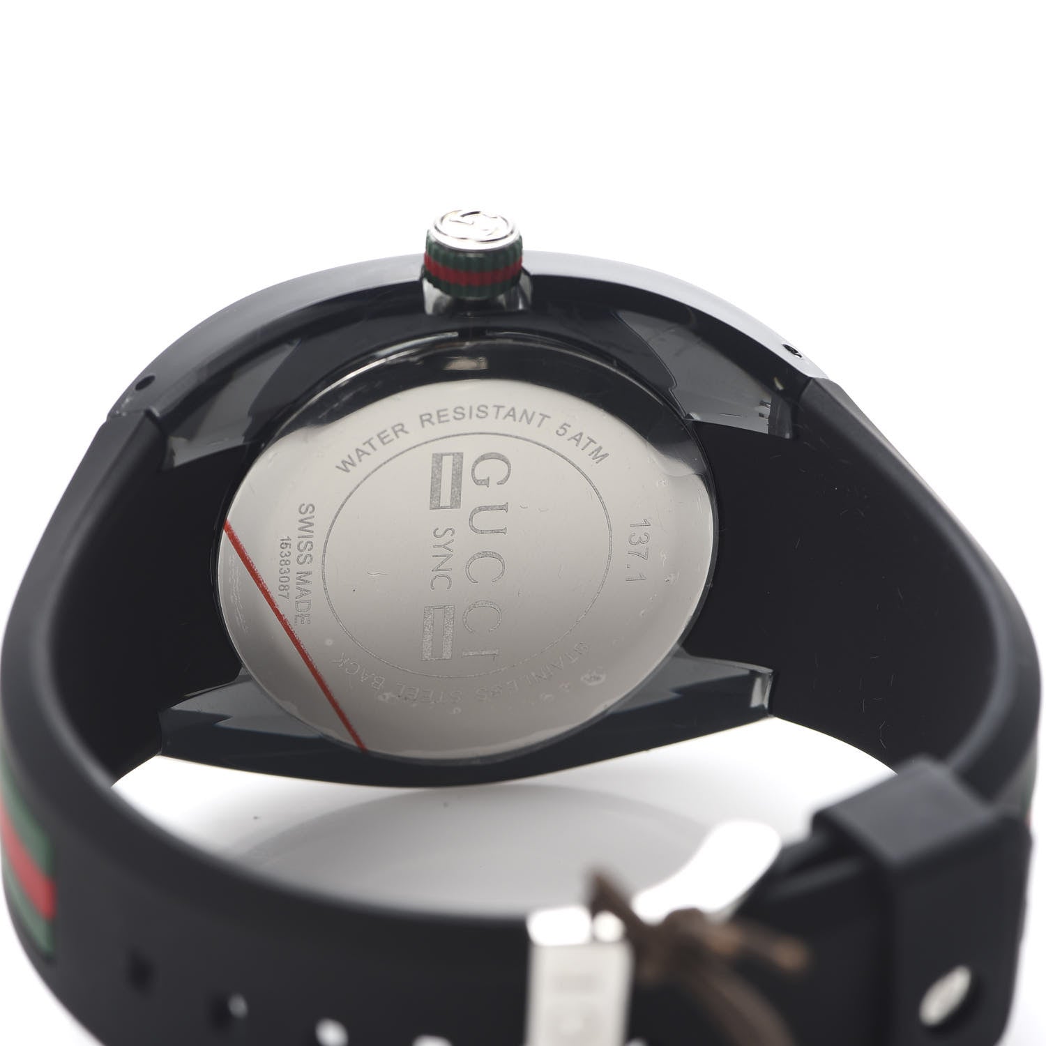 Gucci Stainless Steel Rubber 46mm Sync Web Quartz Watch Black 5 of 5