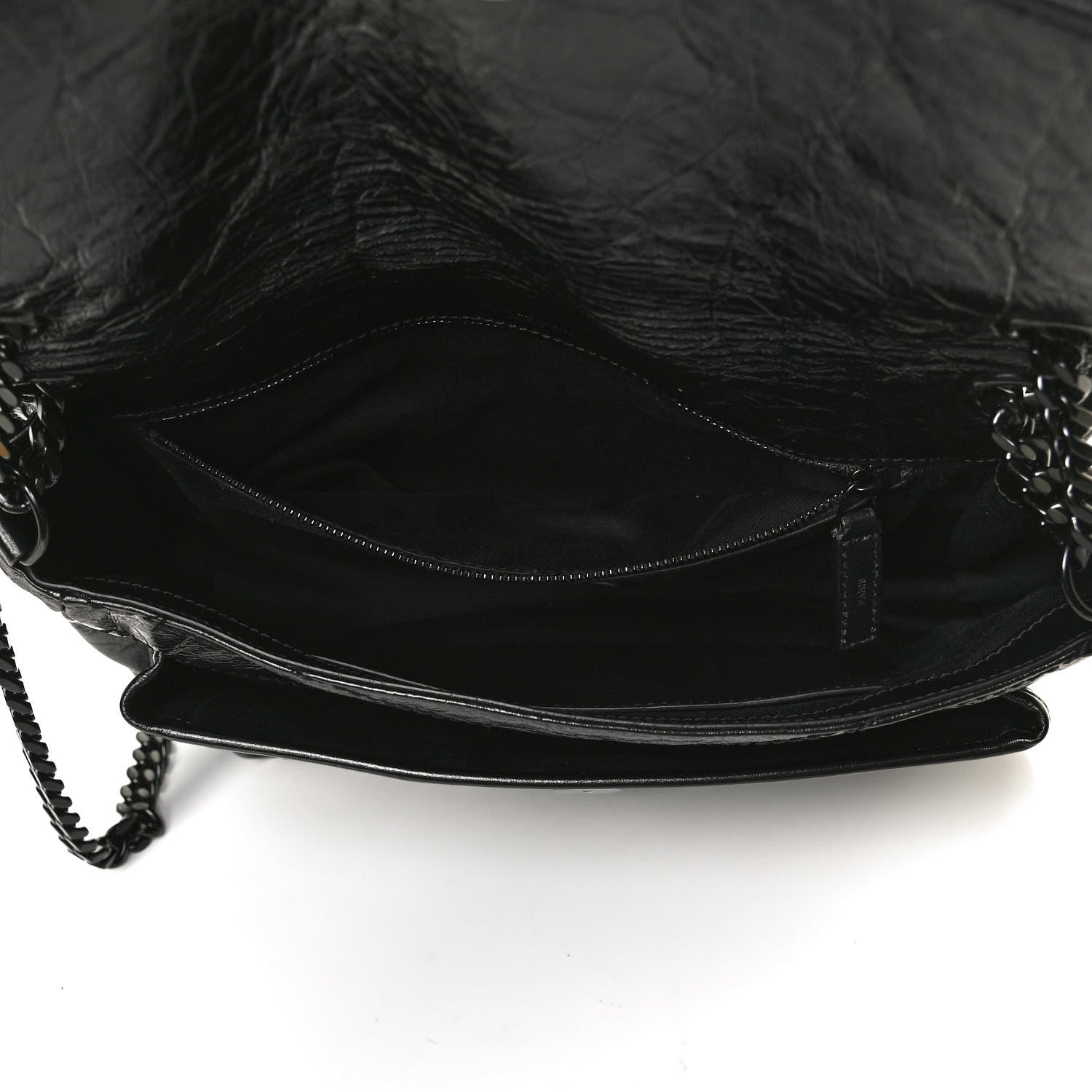 Saint Laurent Crinkled Calfskin Matelasse Monogram Medium Niki Chain Satchel Black 5 of 11
