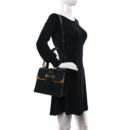 Prada City Calfskin Saffiano Cahier Top Handle Bag Black 2 of 8