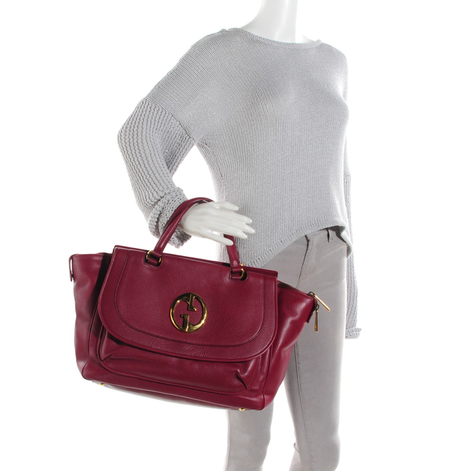 Gucci Cellarius Calfskin Medium 1973 Top Handle Satchel Cherry Gloss 2 of 7
