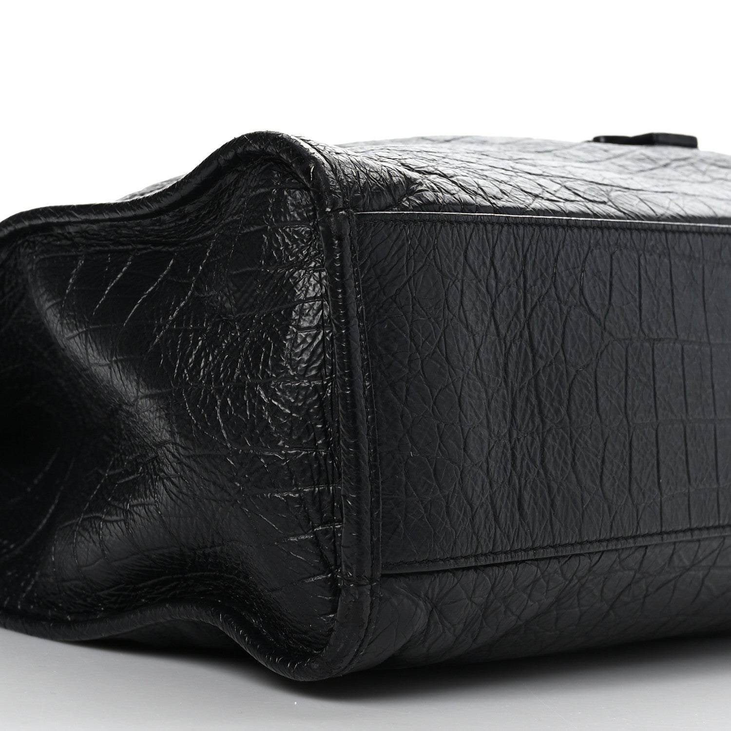 Saint Laurent Calfskin Crocodile Embossed Monogram Large Niki Shopping Bag Black 8 of 9