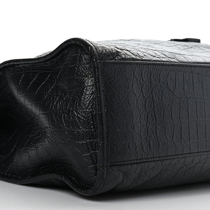 Saint Laurent Calfskin Crocodile Embossed Monogram Large Niki Shopping Bag Black 8 of 9