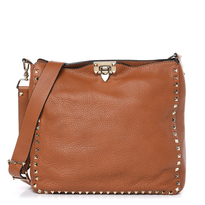 Valentino Garavani Pebbled Calfskin Large Rockstud Flip-Lock Messenger Bag Light Cuir 1 of 12