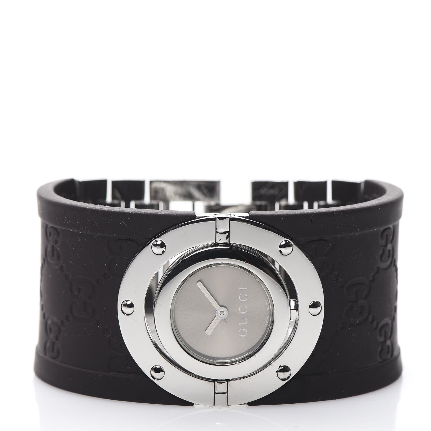 Gucci Stainless Steel Rubber 33mm Twirl Quartz Watch Brown 2 of 11
