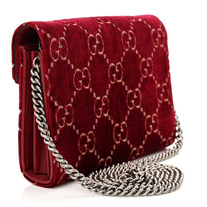 Gucci Velvet GG Monogram Mini Dionysus Chain Wallet Red Cipria 3 of 11